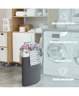 Wicker Laundry Hamper Basket with Lid and Removable Liner Bag