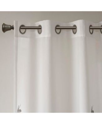 Cecily Burnout Printed 2 Sheer Window Curtain, 84 inches long 2 Curtain Panels set, Width 50 curtains sheer for Bedroom and Living Room, Easy To Hang, Fits up to 1.25" Diameter Rod Grey sheer curtains