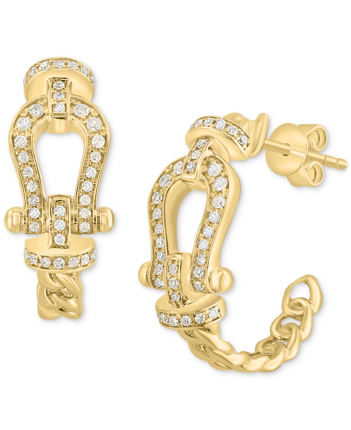 Effy Collection Effy Diamond Horseshoe Buckle Hoop Earrings (1/4 Ct. T.w.) In 14k Gold