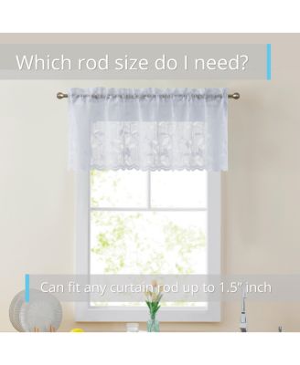 Joyce Lace Sheer Kitchen Curtain Valance Topper - Rod Pocket for Small Windows, Bathroom & Kitchen - 54 W x 18 L
