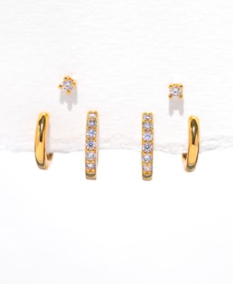 Gold-Tone 3-Pc. Set Crystal Essentials Earrings