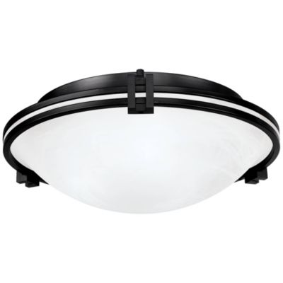 Deco Modern Close To Ceiling Light Flush Mount Fixture 16 3/4" Wide Oil Rubbed Bronze Marbleized Glass Bowl Shade for Bedroom Hallway Living Room Dining Room Bathroom Kitchen