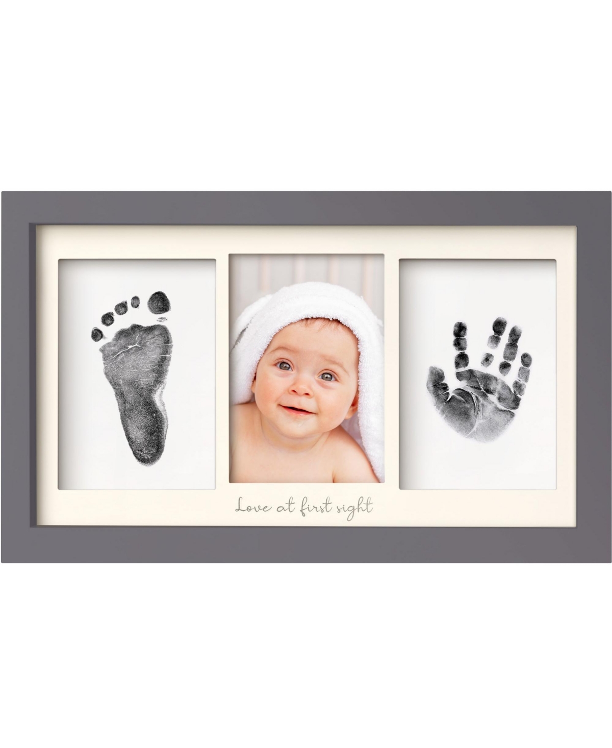 Keababies Inkless Baby Hand And Footprint Kit Frame, Mess Free Baby Picture Frame For Newborn In Gray