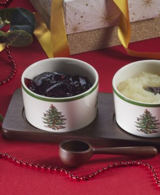 Christmas Tree Condiment Bowl and Spoon Set, 7 Pieces