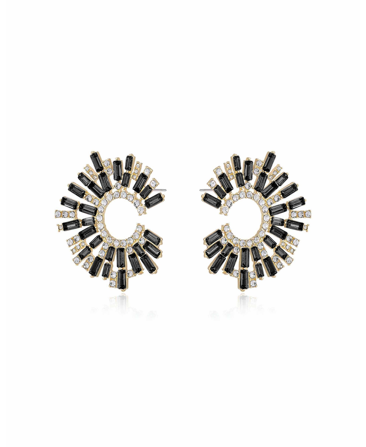 Shop Ettika Opulent Crystal Stardust 18k Gold Plated Open Circle Earrings In Black