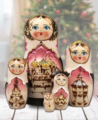 Cathedral Matreshka Hand painted Nested Doll Set of 5 by G.DeBrekht