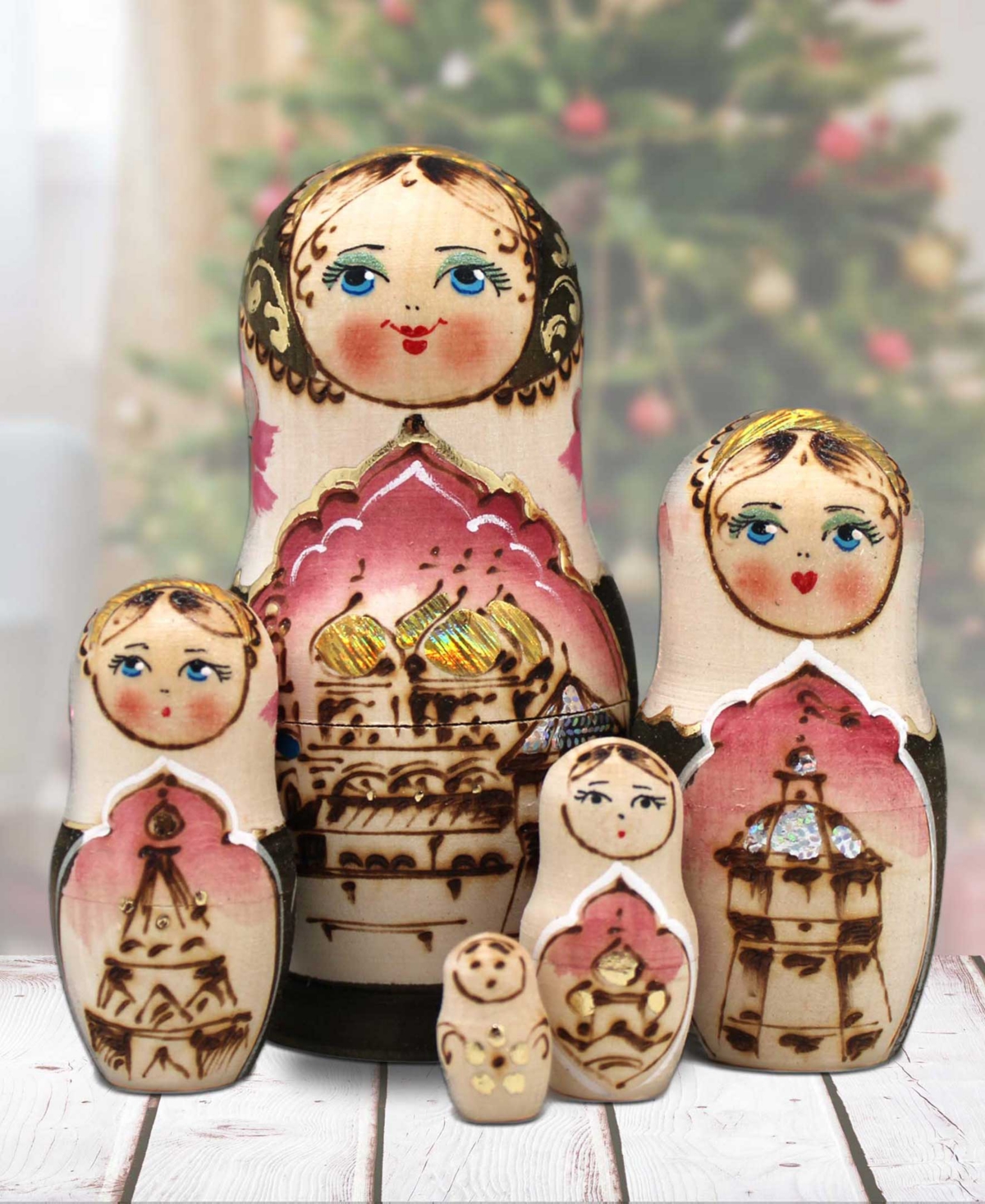 Designocracy Cathedral Matreshka Hand Painted Nested Doll Set Of 5 By G.debrekht In Multi Color