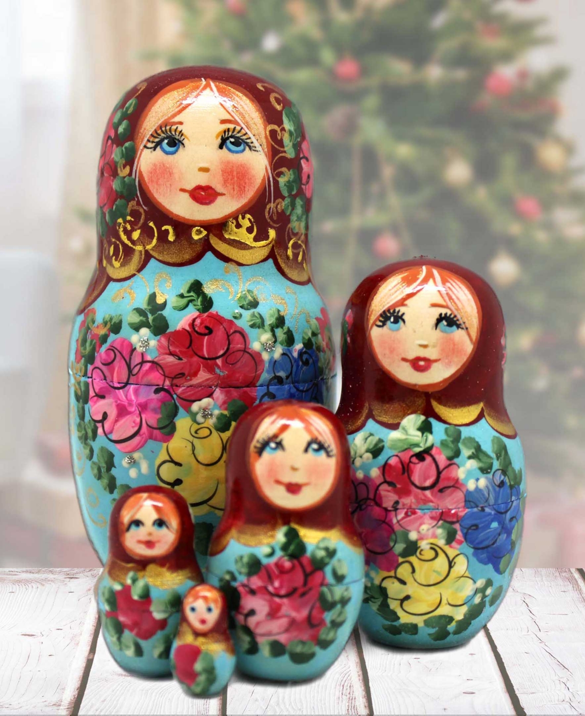 Shop Designocracy Floral Matreshka Hand Painted Nested Doll Set Of 5 By G.debrekht In Multi Color