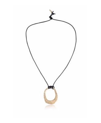 Hammered Golden Loop Pendant 18K Gold Plated Necklace