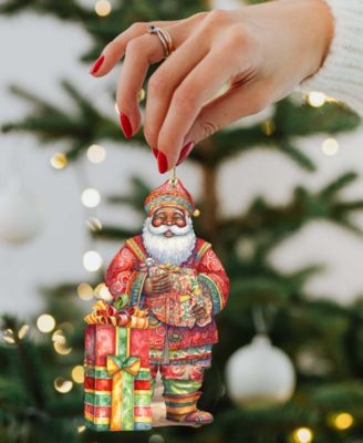 Traveling Santa Wooden Ornaments Set of 3 by G.DeBrekht