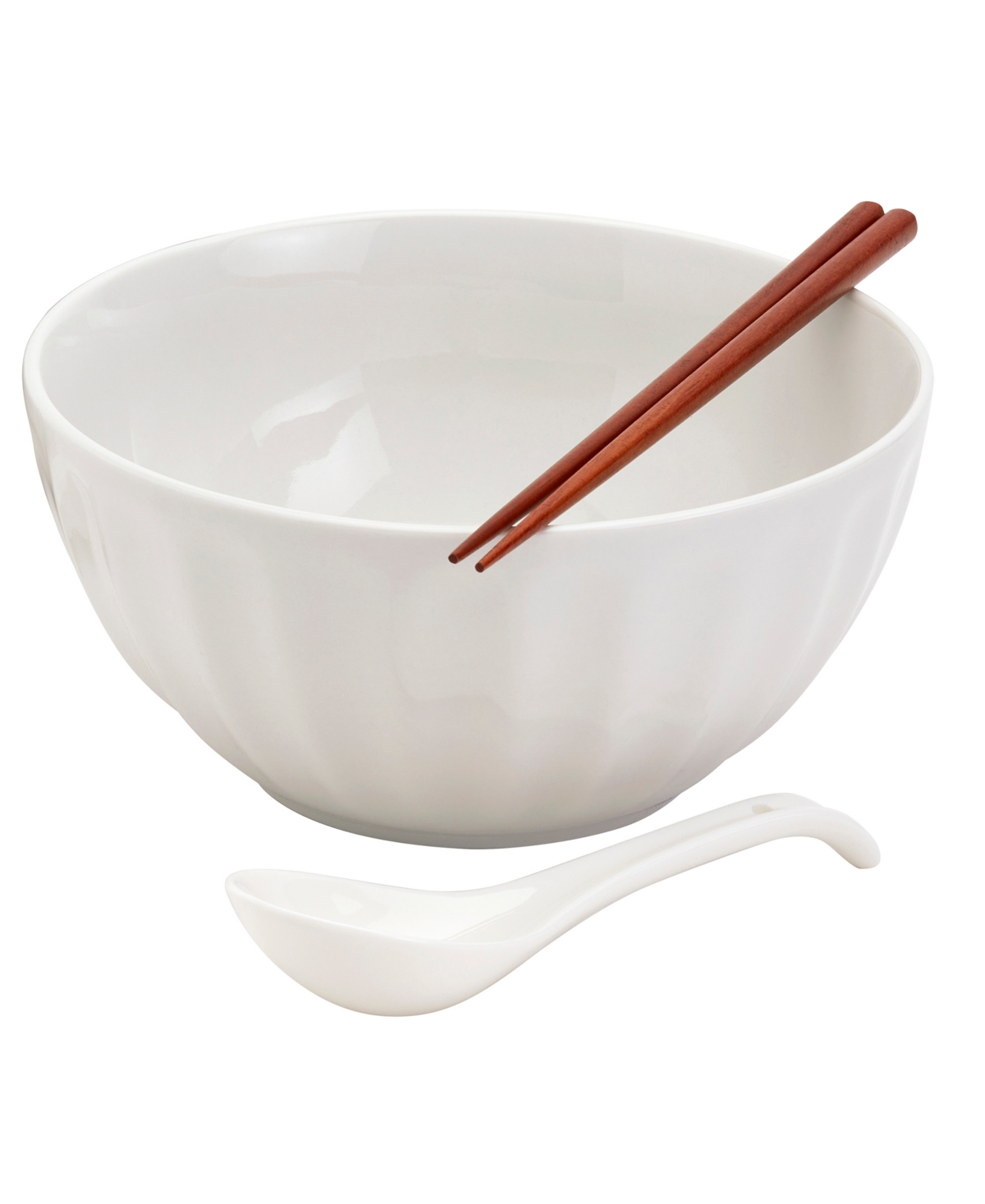 Shop Infuse Asian Ceramic 8 Piece Ramen Bowl Set In White