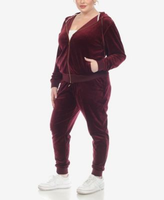 Plus Size Velour Tracksuit Loungewear 2pc Set