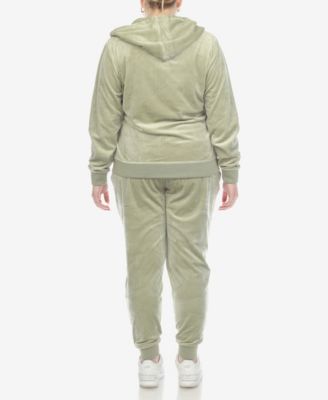 Plus Size Velour Tracksuit Loungewear 2-Piece Set