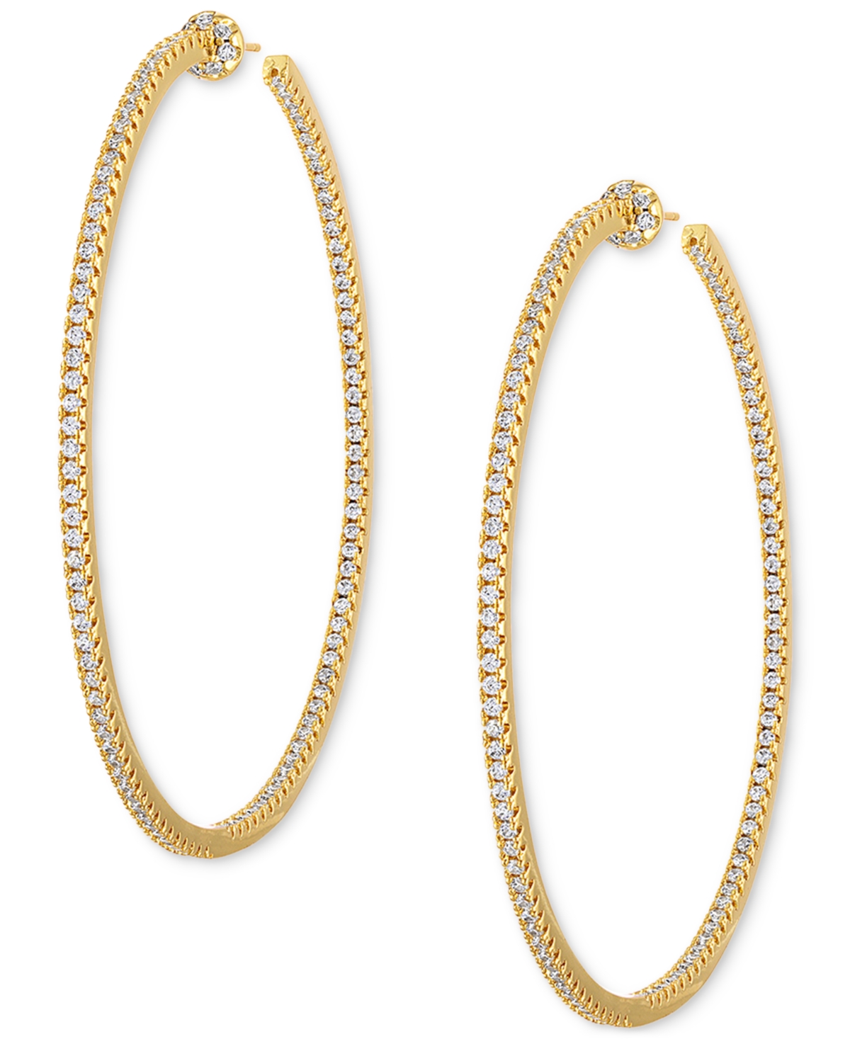 Kendra Thin Pave Hoop Earrings - Gold