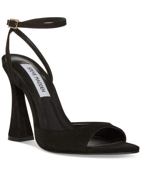 Женские сандалии Steve Madden Beki Two-Piece Flare-Heel, цвет: Чёрный нубуковый