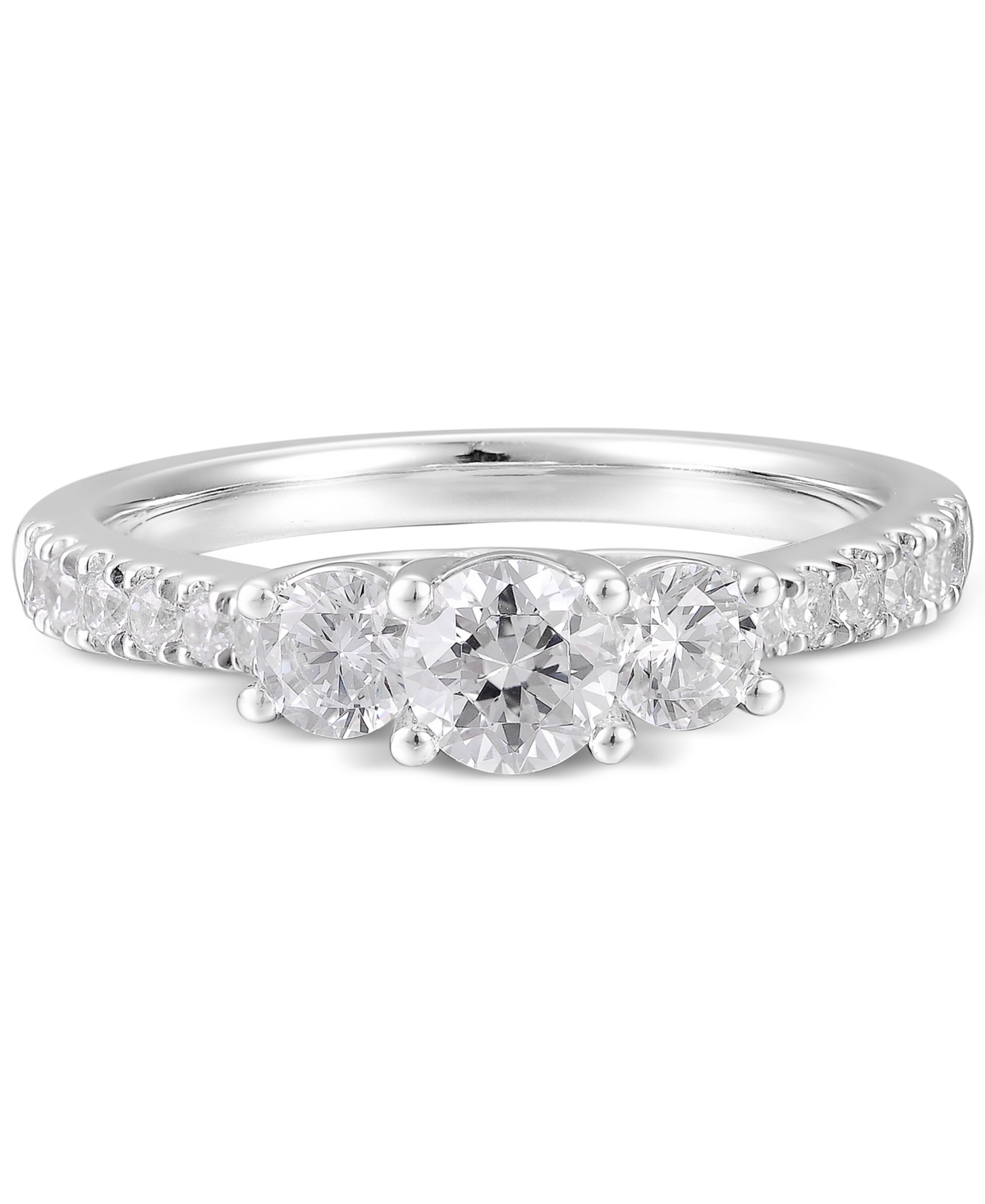 Macy's Diamond Three Stone Engagement Ring (1/2 Ct. T.w.) In 14k White Gold In White Gold