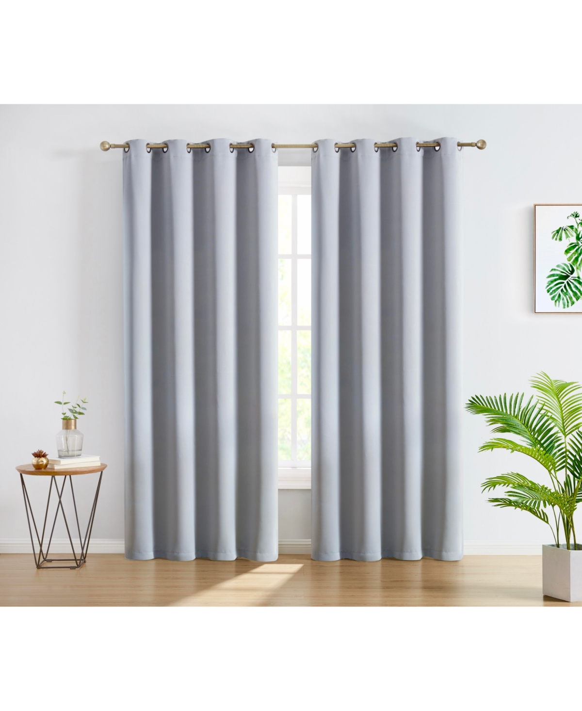 Oxford Blackout Curtains for Bedroom, Noise Reduction Thermal Insulated Window Curtain Grommet Panels, Set of 2 - Light grey
