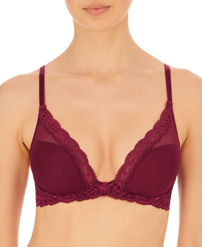 Natori - Feathers Contour Plunge Lace-Trim Bra 730023