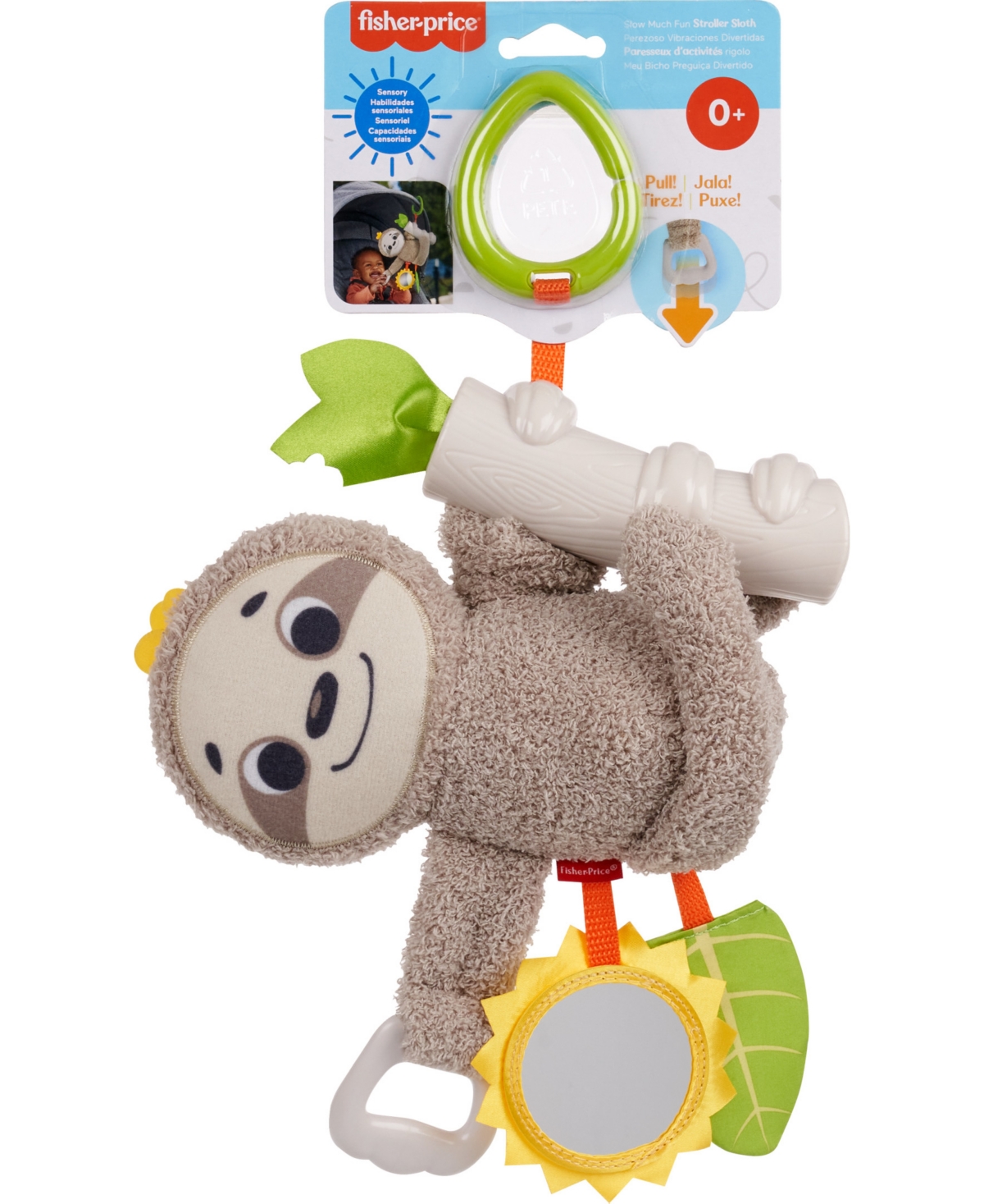 Fisher Price Slow Much Fun Stroller Sloth, Take Along Baby Toy In Multi-color