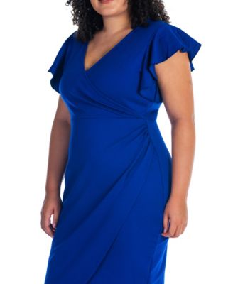 Plus Size V-neck Knee Length Dress