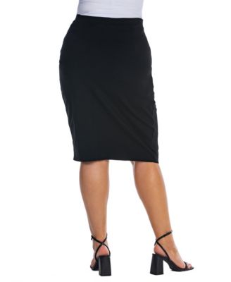 Plus Size Elastic Waist Knee Length Skirt