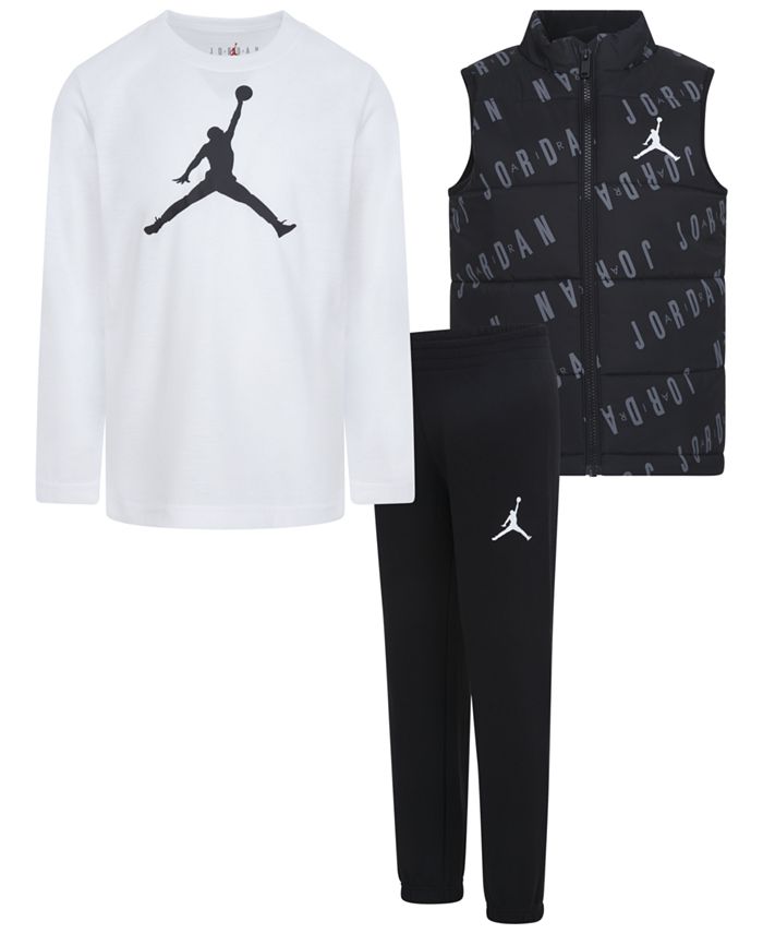 Jordan Little Boys Jumpman Printed Vest, T-shirt and Pants, 3-Piece Set ...