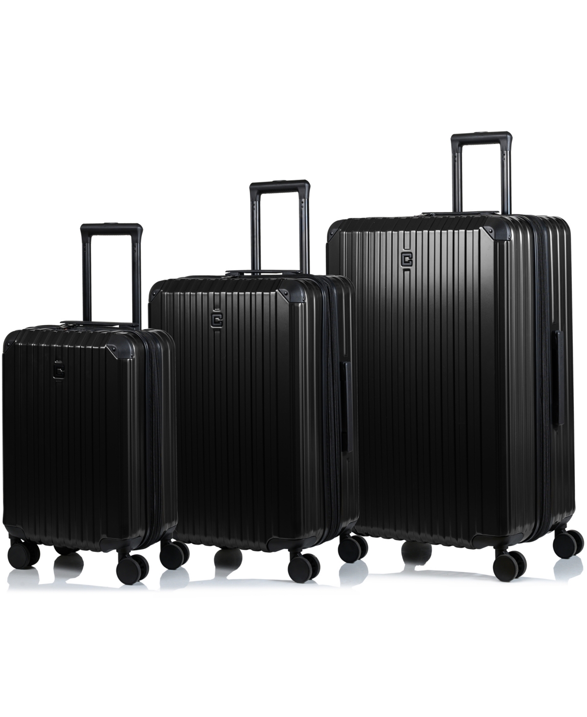 Shop Champs 3 Piece Element Hardside Luggage Set In Black