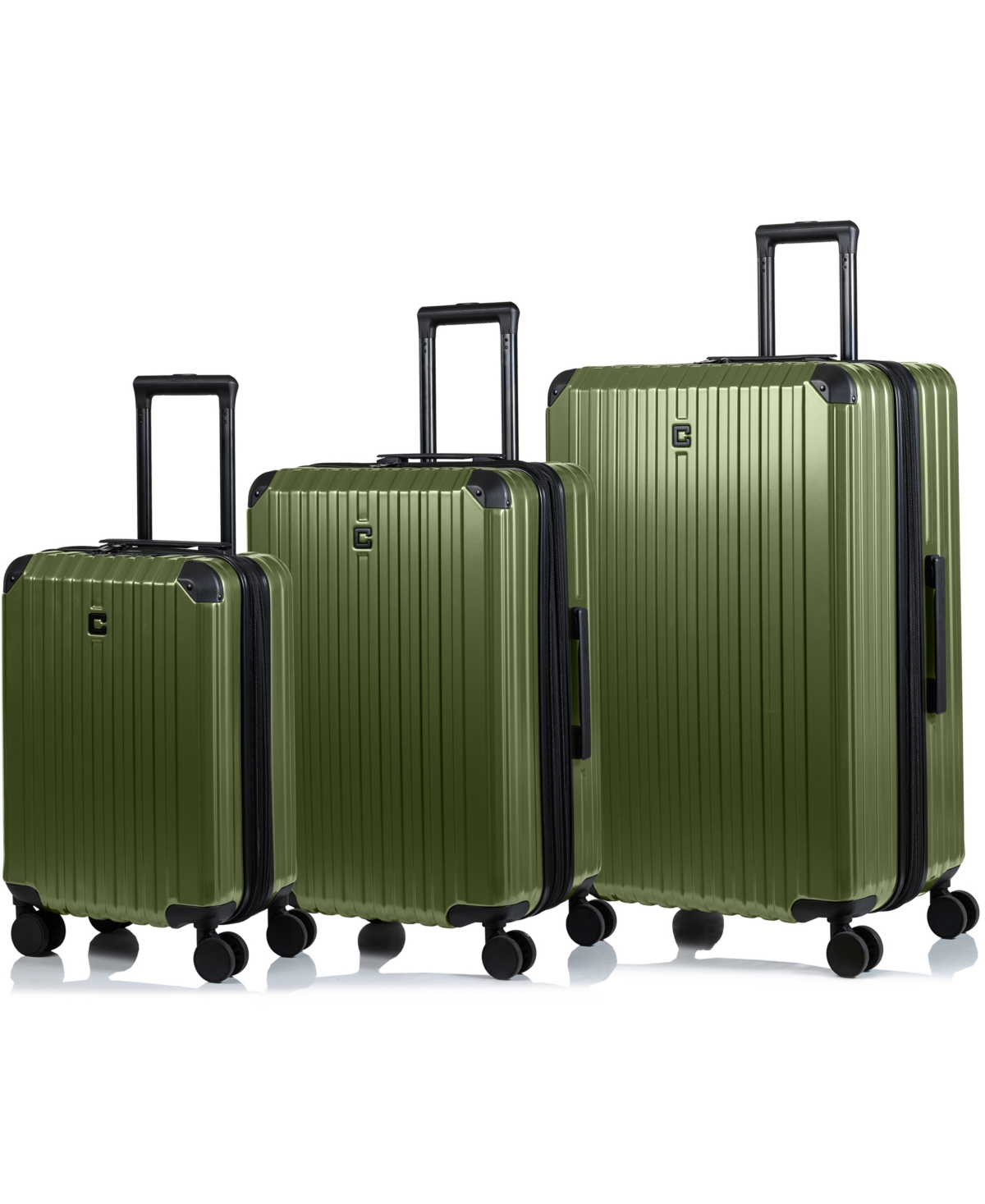 Shop Champs 3 Piece Element Hardside Luggage Set In Green