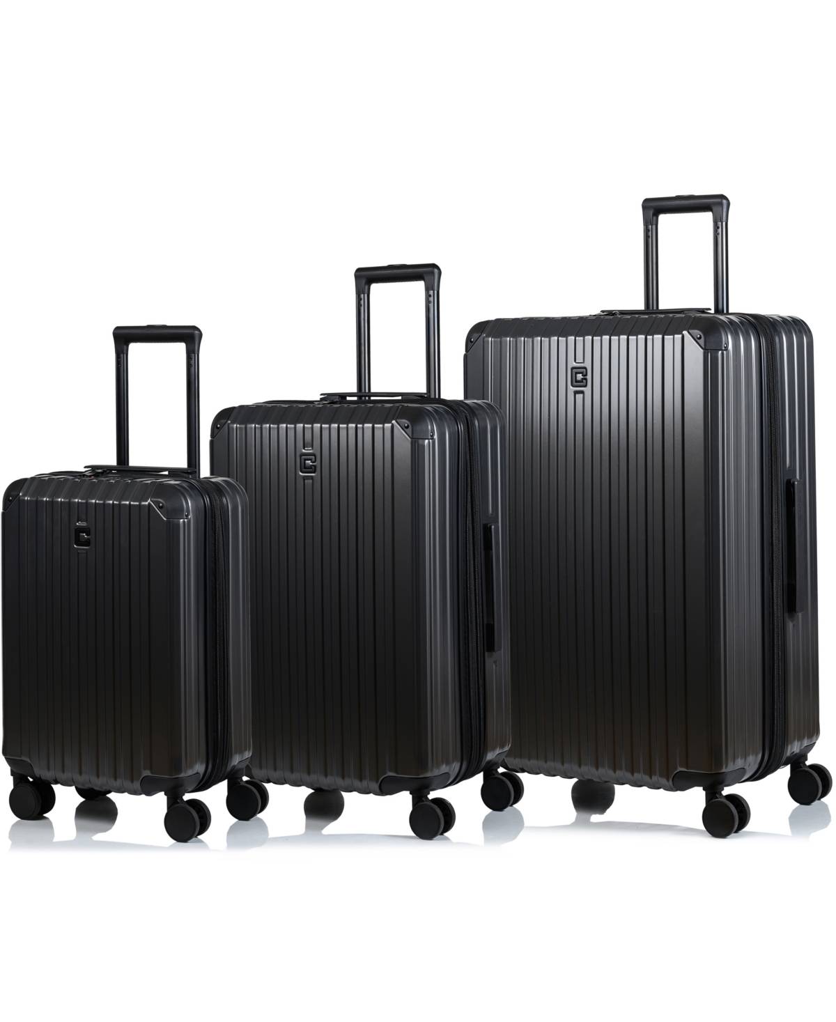 Champs 3 Piece Element Hardside Luggage Set In Black