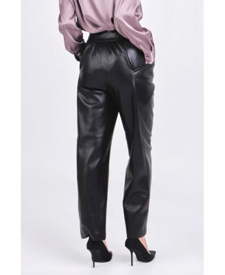 Women's Faux Leather Wide Pocket Pants