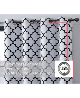 Lattice Print Drape Blackout Curtains Pattern - Weather Insulated Curtains, Sun Blocking Window Treatment Draperies for Living Room - Set of 2