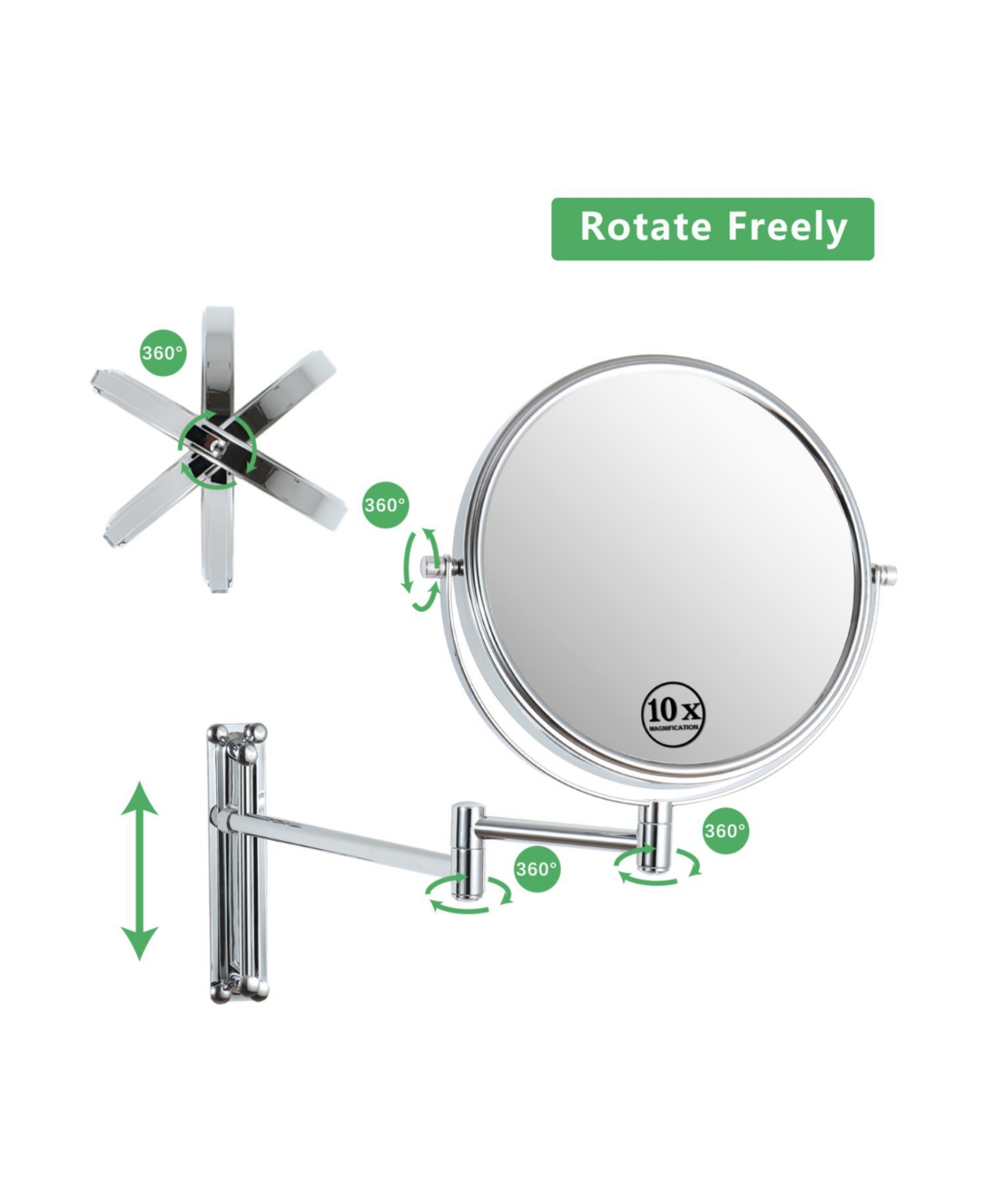 Simplie Fun 8inch Wall Mounted Makeup Vanity Mirror, Height Adjustable