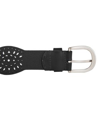 Women's Perforated Scalloped Edge Leather Belt