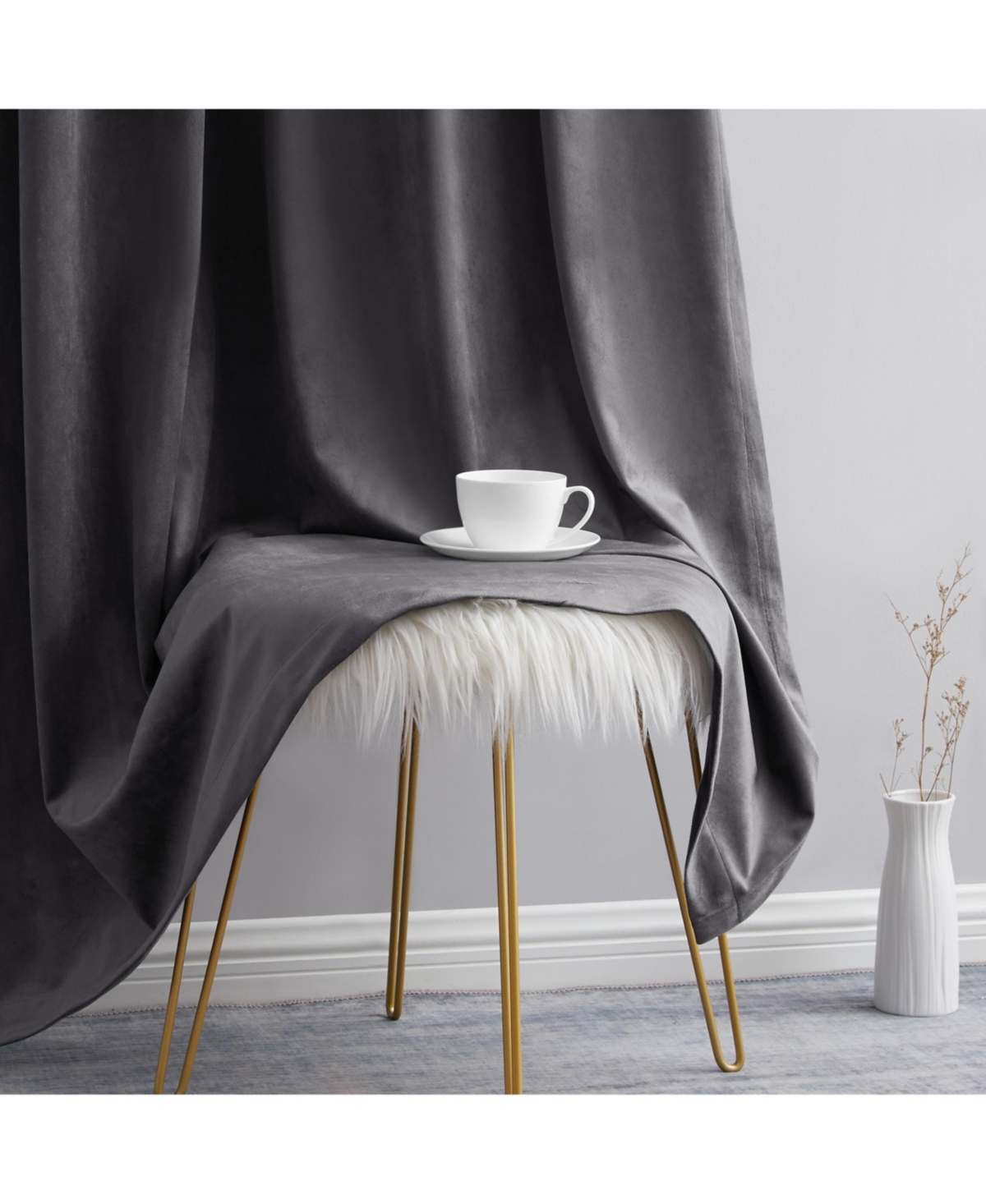 Hlc.me Sawyer Premium Luxurious Lush Velvet Soft Light Filtering Grommet Window Curtains - Set of 2 Panels
