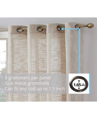 Madison Faux Linen Textured Semi Sheer Privacy Sun Light Filtering Transparent Window Grommet Long Thick Curtains Panels, Set of 2