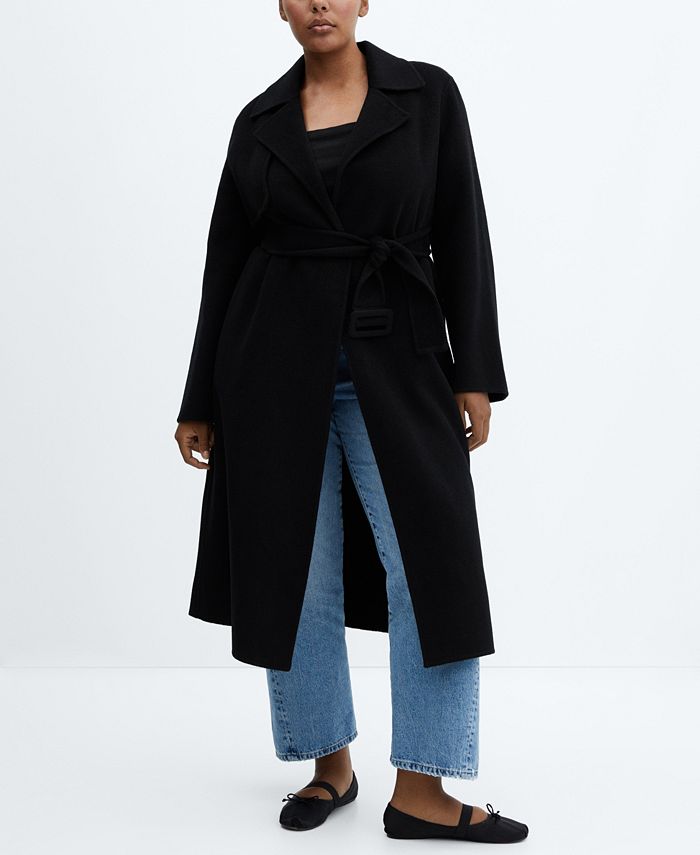 MANGO Women's Handmade Belt Wool Coat Macy's