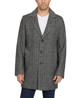 Sean John - Men's Single Breasted Herringbone Walking Coat