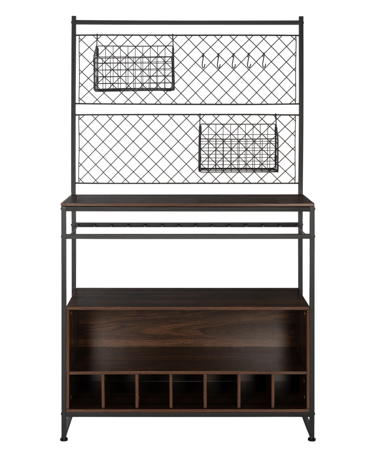 Honey Can Do Multi-purpose Kitchen Bakers Rack With Wine Storage In Black