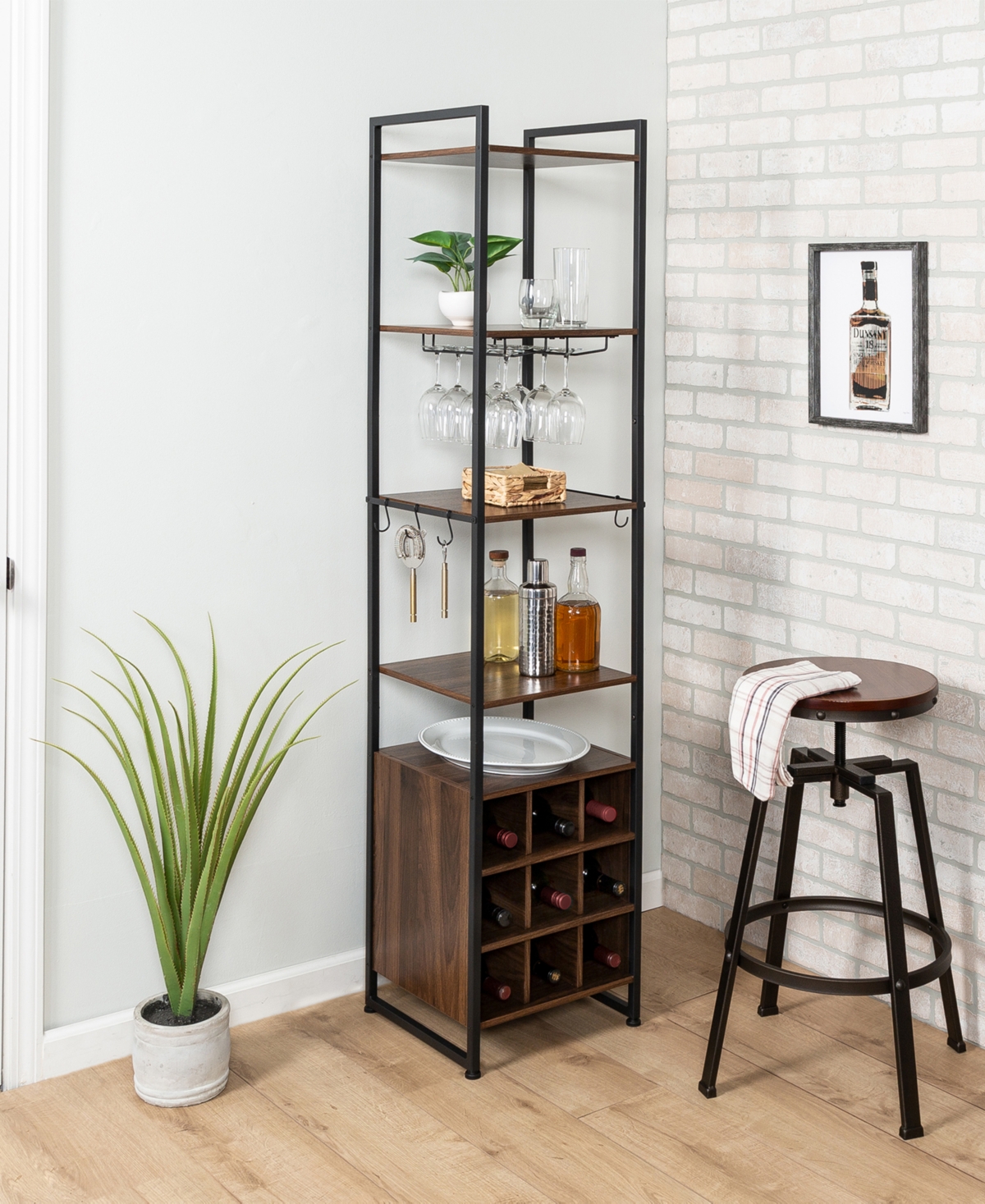 Shop Honey Can Do Free-standing Wine Bar Storage Tower In Black