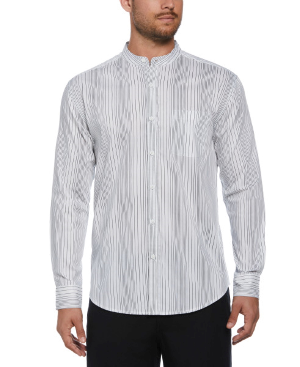 Cubavera Men's Regular-fit Banded Collar Long Sleeve Shirt In Brilliant
