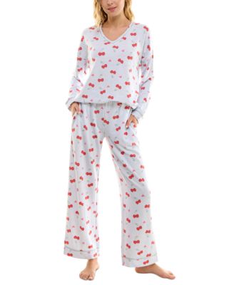 Roudelain Women's 2-Pc. Printed Butter Knit Pajamas Set - Macy's