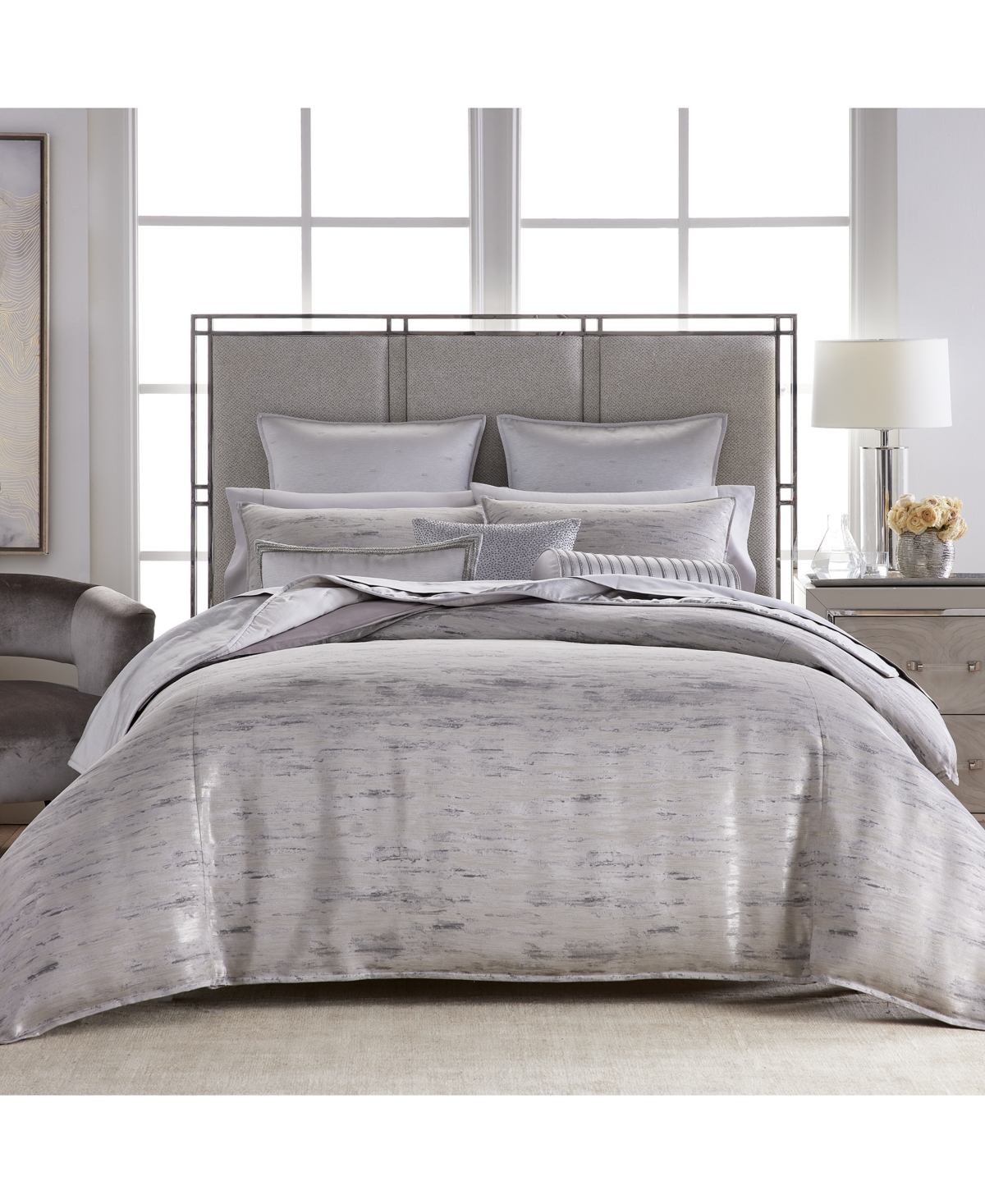 Hotel Collection Impasto Stone 3-pc. Duvet Cover Set, Full/queen, Created For Macy's In Grey