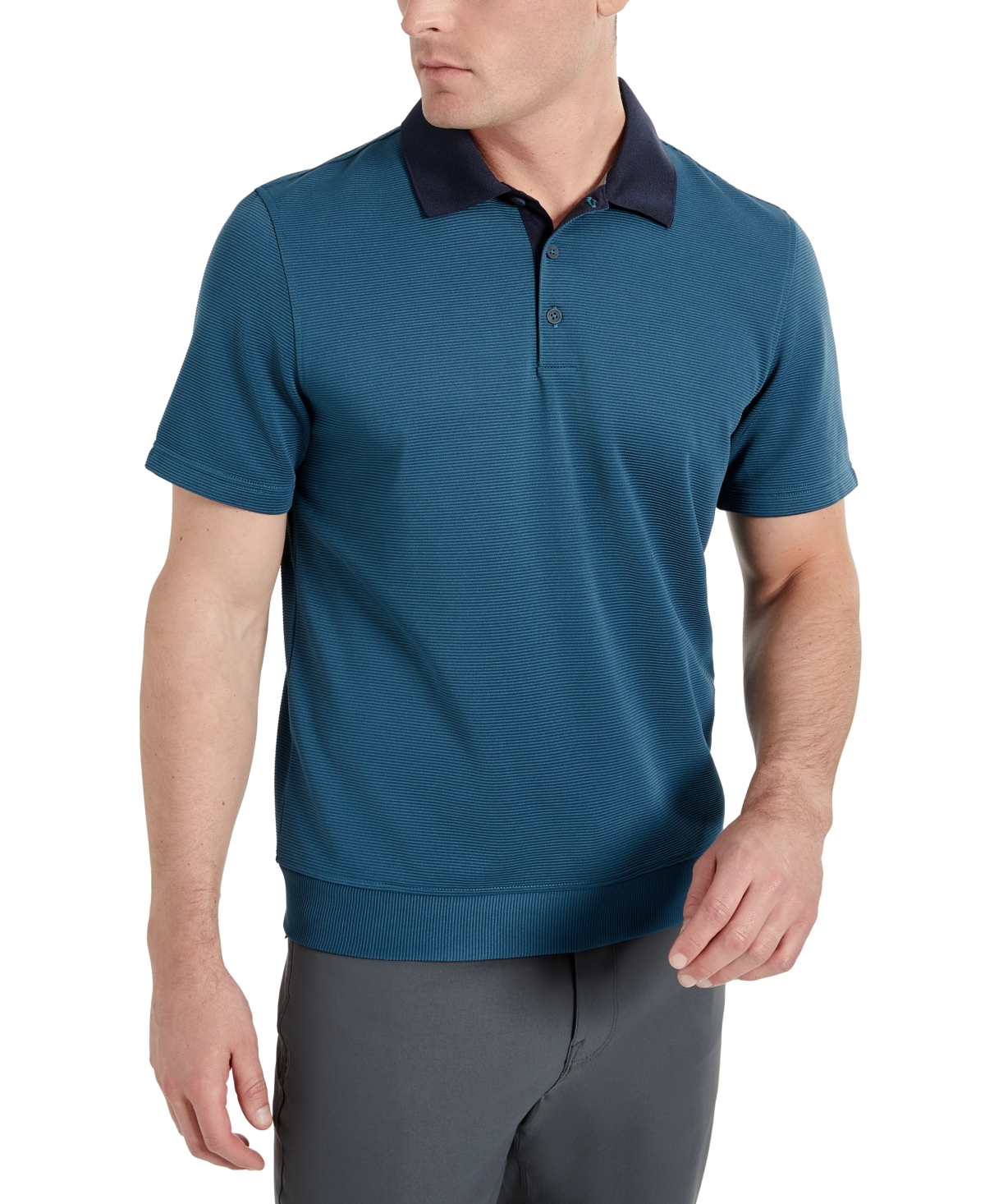 Kenneth Cole Men's Short-sleeve Contrast-collar Polo In Medium Blue