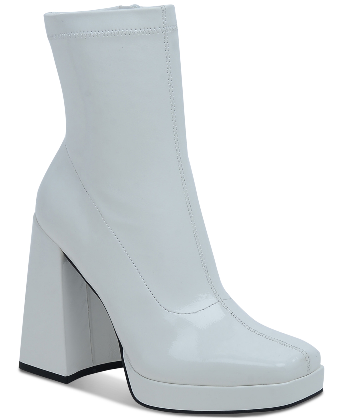 Wild Pair Beautee Platform Booties, Created For Macy's In White Patent