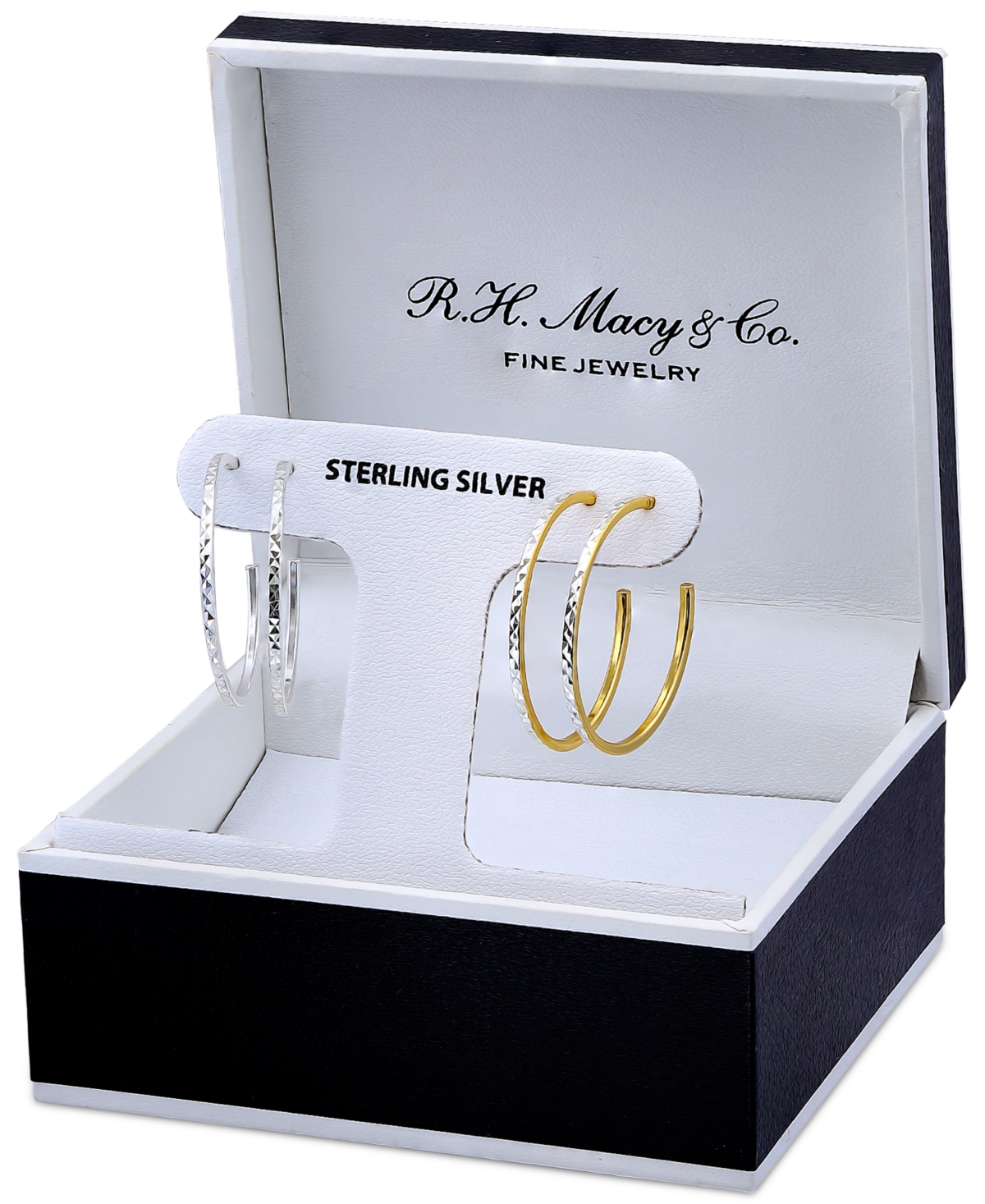 Giani Bernini 2-Pc. Set Textured Medium Hoop Earrings in Sterling Silver & 18k Gold-Plate, 1-1/4