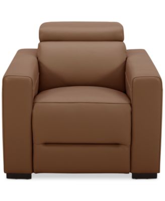 Nevio 39" Leather Power Recliner and Headrest, Created For Macy's