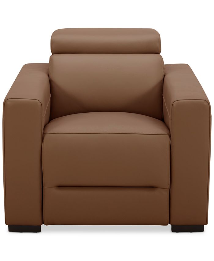 Furniture Nevio 39" Leather Power Recliner and Headrest, Created For