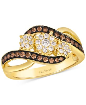 Le Vian - Chocolate Diamond & Nude Diamond Cluster Swirl Ring (1/2 ct. t.w.) in 14k Gold