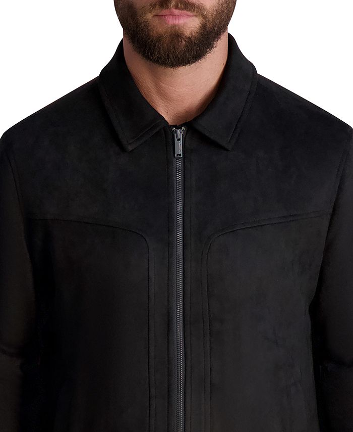 Karl Lagerfeld Men's Faux-Suede Shirt Jacket - Macy's