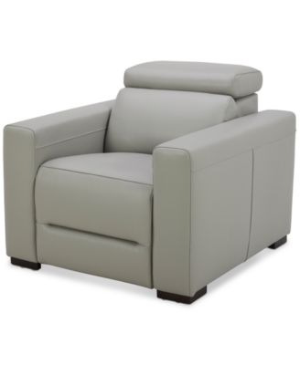 Nevio 39" Leather Power Recliner and Headrest, Created For Macy's